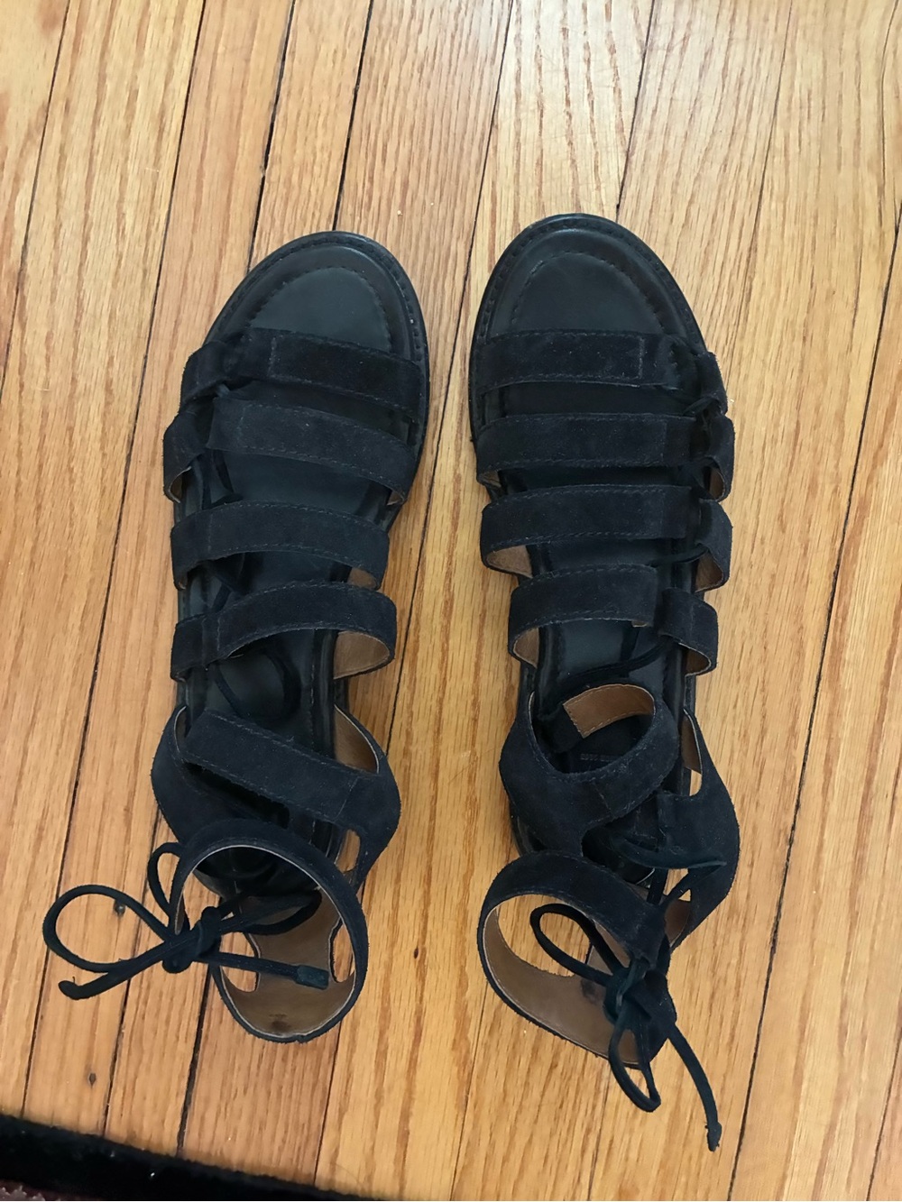 Frye suede Black Strappy Lace-Up Women’s Sandals